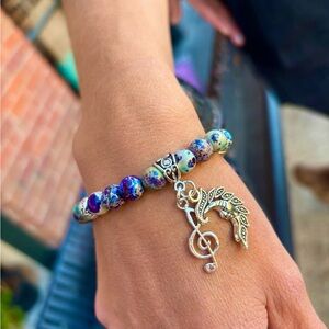 Elegant genuine stone Bracelet with music Charm